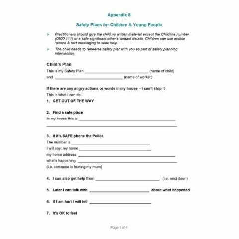 Safety Plan Template Children | Equation