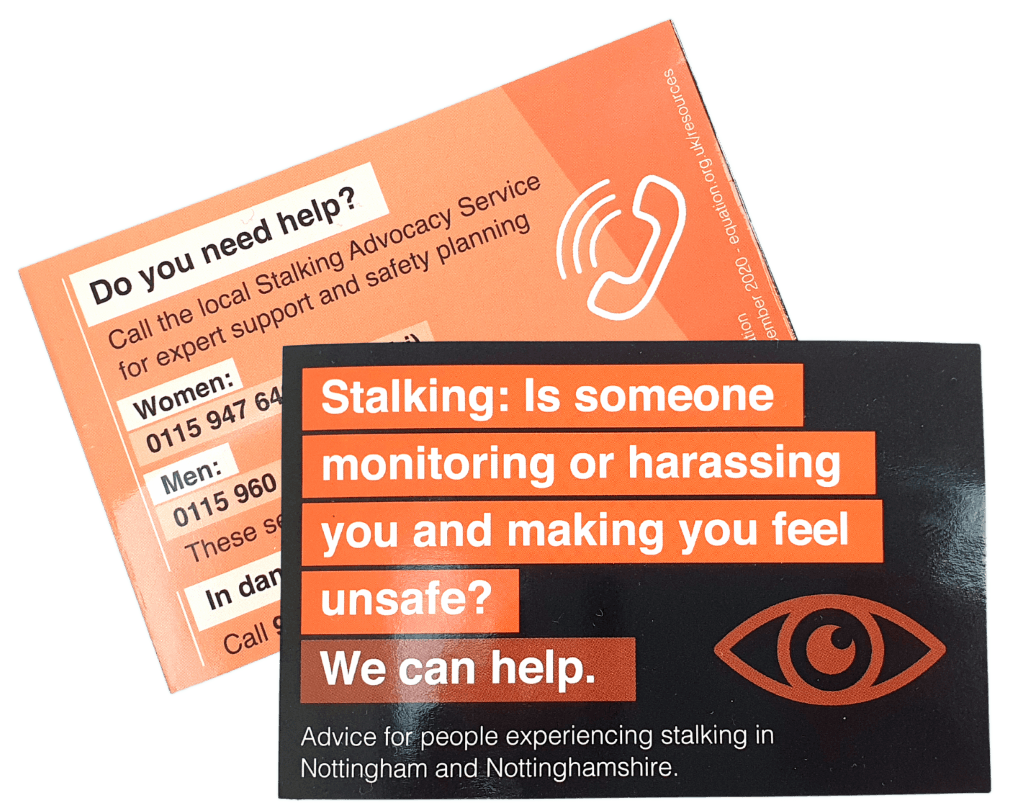 Stalking information card - supplied singularly
