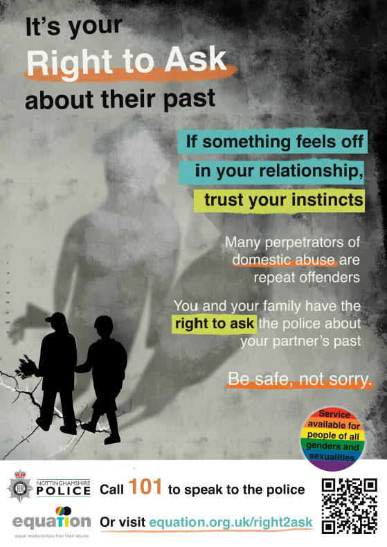 Right to Ask - Domestic Violence Disclosure Scheme poster - supplied singularly